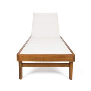 Noble House Patio Chairs Wood Mid-Century Adjustable-Backrest Reclining Teak - Picture 1 of 9