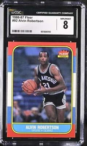 1986-87 FLEER #92 ALVIN ROBERTSON CGC 8 NM/MINT RC ROOKIE SPURS 2735 - Picture 1 of 2