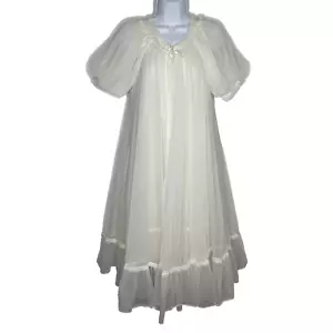 Vintage 60er Lisette weiß Chiffon Nachthemd Morgenmantel Peignoir Set Braut Gr. S - Bild 1 von 12