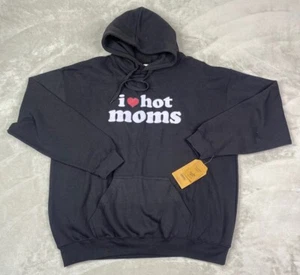 Pacific & Co Black Hooded Pullover Sweatshirt I ❤️ Hot Moms Adult Unisex Size XL - Picture 1 of 10