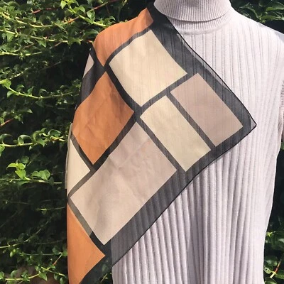 复古意大利方形拼色围巾 — 第 1/4 张图片