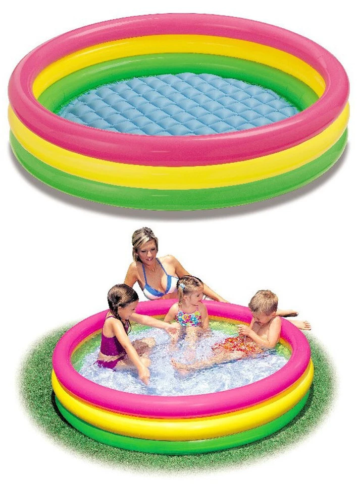 Intex Planschbecken Kinder Sunset Baby Pool Bassin 114cm rund aufblasbarer Boden - Bild 1 von 1