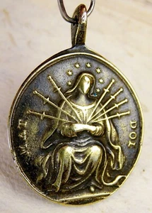 Antique 18th O L of Sorrows Immaculate Heart of Mary Sacred Heart of Jesus Medal - Picture 1 of 13