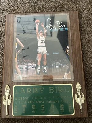 larry bird mvp autographed picture plaque - Image 1 of 4