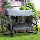 Outdoor Porch Swing Garden Lounger Bed Hanging Bench Hammock Mosquito Net Canopy