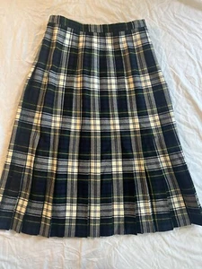 Guy Curtis Skirt Size 14 Tartan Plaid Green Pleated 100% Wool Britain Academia - Picture 1 of 5