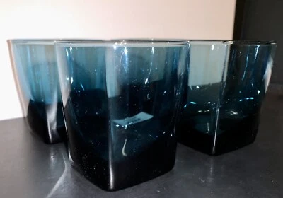 Anchor Hocking Rio Coastal Blue Glasses Old Fashioned Lowball Rocks Barware - Image 1 of 4