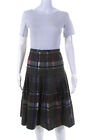 Akris Punto Womens Cotton Plaid Pleated Zip Up Midi Skirt Green Size 8