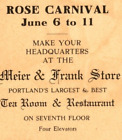 C.1907 Meier & Frank Store Restaurant Ad Portland Rose Festival, Or Postcard P22