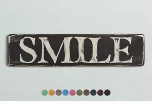 SMILE Vintage Style Wooden Sign. Shabby Chic Retro Home Gift - Picture 1 of 2