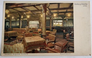 C 1906 PC SMOKING SALON ABOARD HAMBURG-AMERIKA'S "KAISERIN AUGUSTE VICTORIA" - Picture 1 of 2