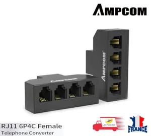1x4 RG11 Répartiteur 4 voies 6P4C répartiteur de prise Téléphone Femelle AMPCOM - Photo 1/8
