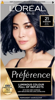L'ORÉAL L'OREAL PREFERENCE HAIR DYE COLOUR 100% GREY COVERAGE - BANGKOK BLUE BLACK (21)