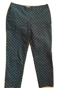 Halogen Taylor Fit Ankle Pants Womens Sz 12 Straight Leg Black Blue Pattern - Picture 1 of 4
