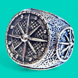 ANILLO ROSA BRÚJULA PLATA mapa unisex Steampunk aviación dirigible pirata 3E - Imagen 1 de 6
