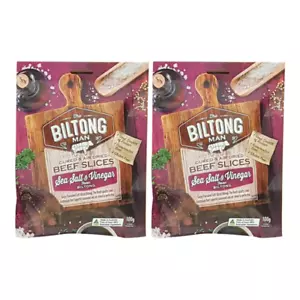 988303 2 x 100g PACKET THE BILTONG MAN SEA SALT & VINEGAR CURED BEEF SLICES AUS - Picture 1 of 2