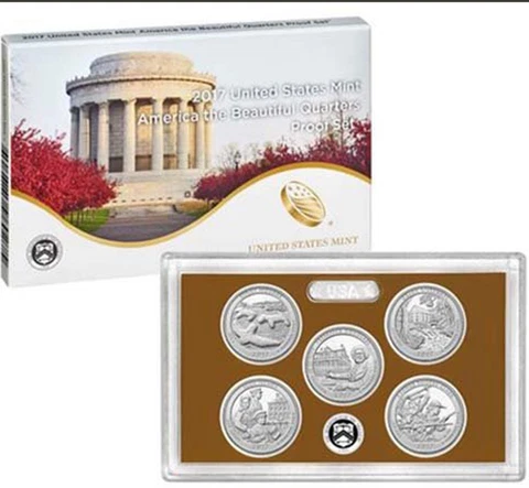 2017 Proof Quarter Parks (ATB) Set Gem DCAM (Clad) -  (OGP) 5 coins Cover
