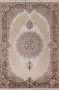 Silk Ivory/ Navy Blue Top Quality Rug 7'x10' Floral Traditional Living Room Rug