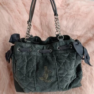 Juicy Couture Daydreamer Gray Tote Bag Purse Vintage Double Bow Ribbon Bling Y2k - Picture 1 of 8