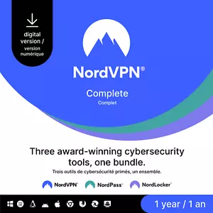 NordVPN Complete, 1-Year, VPN & Cybersecurity Software Bundle, Digital Code - Picture 1 of 8