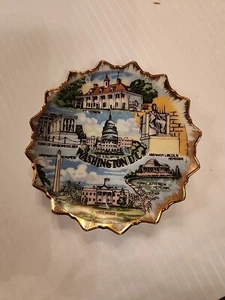 Vintage Washington D.C. Collectible Souvenir Plate With Gold Trim 3 1/2" - Picture 1 of 3