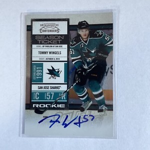 Tommy Wingels 2010-11 Panini Playoff Contenders Ticket #159 RC Auto SHARKS NHL