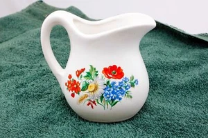 McCoy Pottery USA Colorful Wild Flowers on White Creamer Marked  McCoy USA - Picture 1 of 6