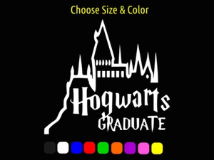 HOGWARTS GRADUATE Harry Potter Vinyl Window Decal Sticker CHOOSE SIZE COLOR - Picture 1 of 3