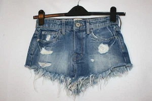 SIZE 6 RIVER ISLAND BLUE DENIM SHORTS WITH FRAYED HEMS 7942 - Picture 1 of 3