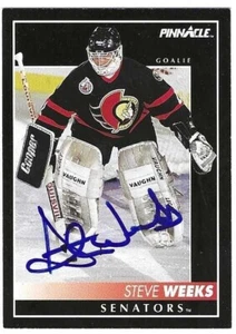 Signierte Steve Weeks Ottawa Senators 1992-93 Pinnacle Karte #380 mit Echtheitszertifikat - Bild 1 von 1