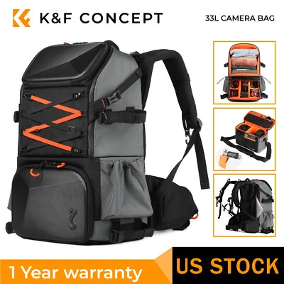 K&F Concept Super Large Camera Backpack Bag 33L for 17" Laptop DSLR SLR Cameras - Image 1 of 4