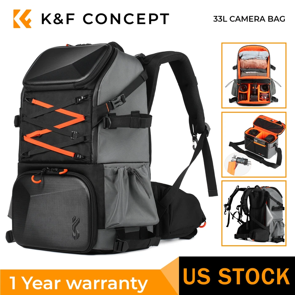 K&F Concept Super Large Camera Backpack Bag 33L for 17" Laptop DSLR SLR Cameras - Image 1 of 4