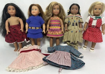 American Girl Mini Dolls 6” Lot Of 5 With Extra Clothing - Image 1 of 4