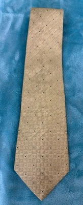 Corbata Jones New York para hombre 100 % seda dorada con puntos azules geométrica 4 pulgadas Foto 1 de 3