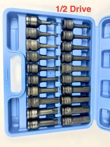 20Pc 1/2" Impact Hex And Torx Allen Key Torx with Case Cr-MO - Picture 1 of 7