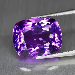 7.01Ct Cushion_Remarkable Natural Purple Amethyst Gemstone _Bolivia - Foto 1 di 1
