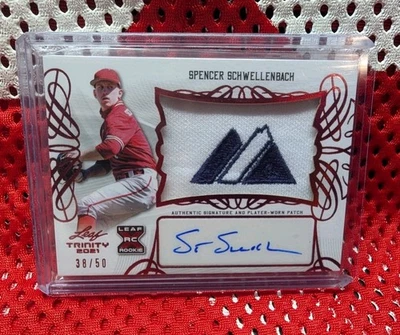 2021 Leaf Trinity Ruby Red Rookie RC Logo Patch Auto Spencer Schwellenbach /50 ⚾ - Image 1 of 2
