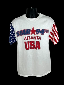 Vintage Atlanta T-Shirt Star 94 FM American Flag Single Stitch 90er Shirt Gr. L - Bild 1 von 8