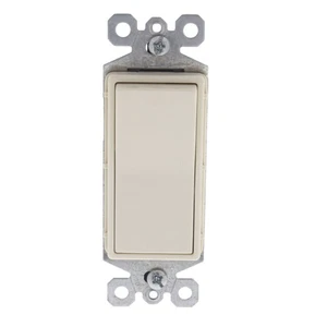 P&S Lt Almond 3-Way Decorator Smooth Rocker Wall Light Switch 15A Bulk TM873-LA - Picture 1 of 7