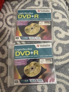 2 Pack Verbatim Light Scribe DVD+R Blank Media Laser Etch Prints Direct to Disc - Afbeelding 1 van 5