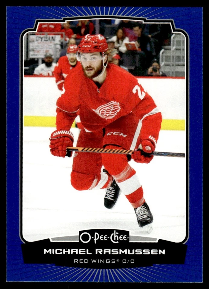 2022-23 O-Pee-Chee Blue Border Michael Rasmussen Detroit Red Wings #385 - Image 1 of 2