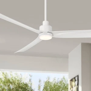 60" Casa Vieja Sailplane Matte White Damp LED Ceiling Fan with Remote - Picture 1 of 8