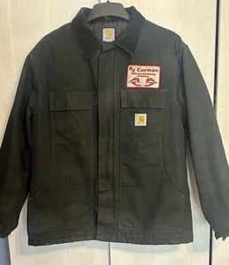 Carhartt Jacket Men Sz L Black Insulated Railroad Rj Corman Duck Canvas Vintage - Picture 1 of 18