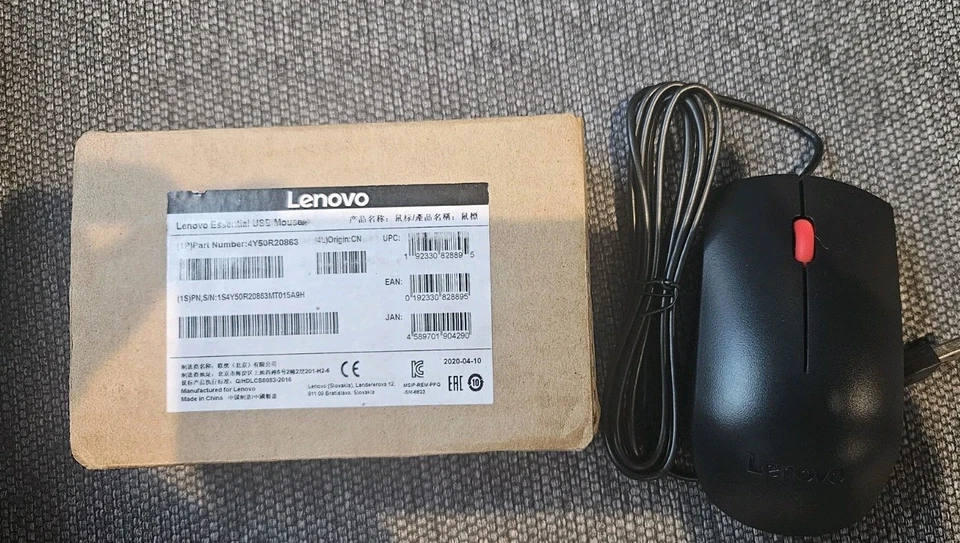 Lenovo Essential USB Mouse - 4Y50R20863 - Black New In Open Box - Image 1 of 1