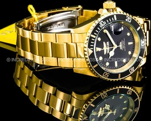 Invicta Men PRO DIVER AUTOMATIC BLACK DIAL 18K GOLD Bracelet 40mm SS Watch - Picture 1 of 10
