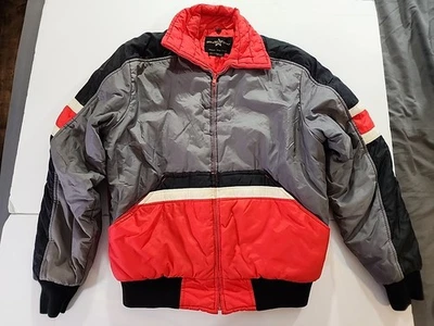 Chaqueta de esquí retro Western Star para hombre años 80 90 bloques de color rojo negro gris talla mediana Foto 1 de 4