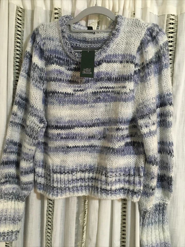 Wild Fable Women's Crewneck Spacedye Pullover Sweater Size XS Blue X11