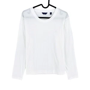 GANT White Logo Crew Neck Long Sleeves T Shirt Size XS - Picture 1 of 10