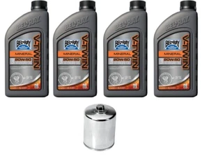 Oil Change Kit Bel-Ray HARLEY 4 Quart Bel-Ray V-Twin 20W-50 Chrome Filter - Picture 1 of 3