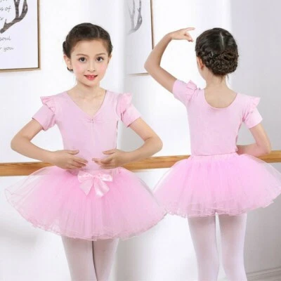 Kids Ballet Leotard Tutu Dress Short Jumpsuit Skirt Set Ballerina Gymnastic SHP - Image 1 of 4